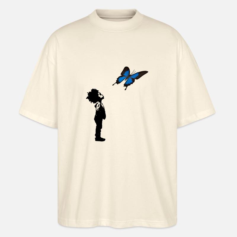 Der Junge und der Schmetterling - Stanley/Stella Oversized Unisex Bio T-Shirt Blaster 2.0 - Natur
