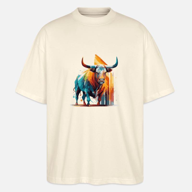 Stier, Bulle, Regenbogen - Stanley/Stella Oversized Unisex Bio T-Shirt Blaster 2.0 - Natur