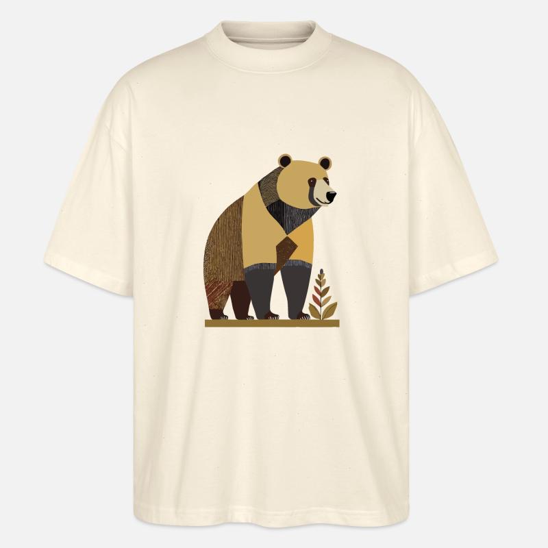 Bär, Braunbär - Stanley/Stella Oversized Unisex Bio T-Shirt Blaster 2.0 - Natur
