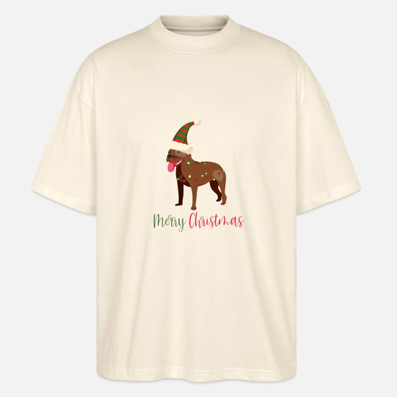 Bouledogue américain, Bully, Noël, Noël - T-shirt bio Blaster 2.0 coupe oversize Stanley/Stella Unisexe - écru doux