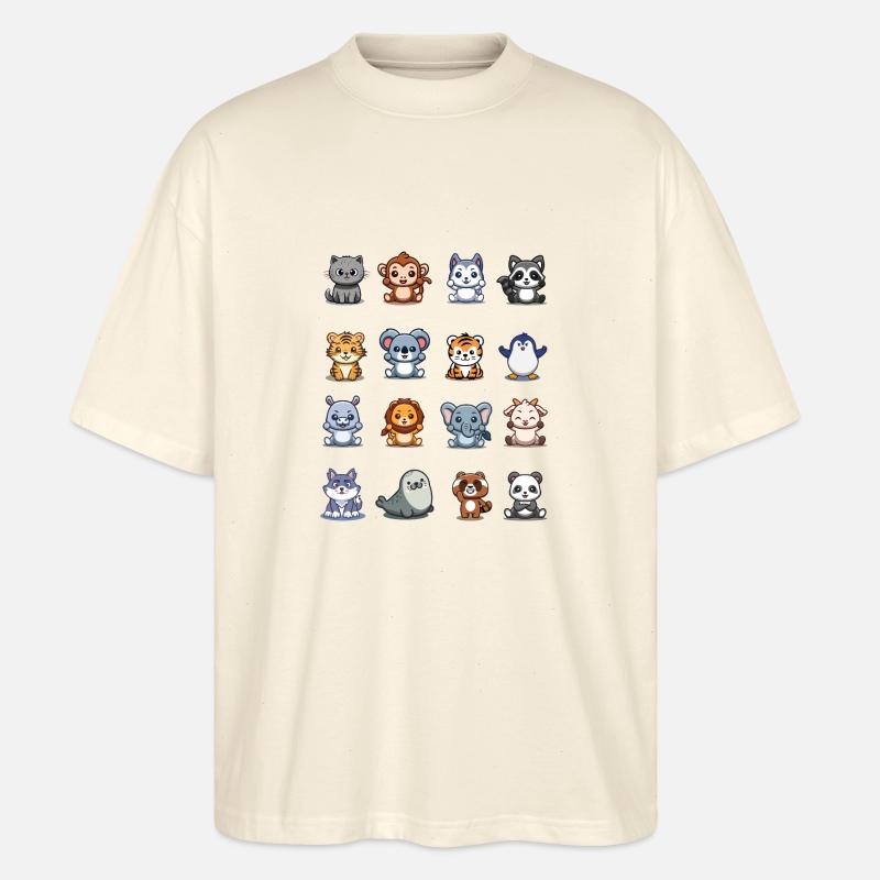 Animaux mignons Chibi.Chaton et amis - T-shirt bio Blaster 2.0 coupe oversize Stanley/Stella Unisexe - écru doux