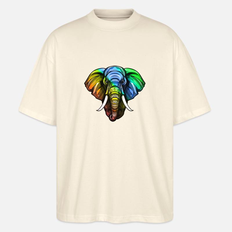 Elefant Kopf Bunt - Stanley/Stella Oversized Unisex Bio T-Shirt Blaster 2.0 - Natur