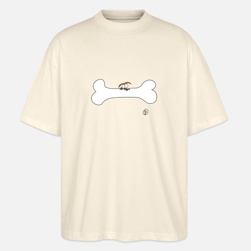 Hund mit Knochen - Stanley/Stella Oversized Unisex Bio T-Shirt Blaster 2.0 - Natur