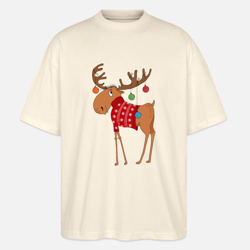 Elch im Pullover - Stanley/Stella Oversized Unisex Bio T-Shirt Blaster 2.0 - Natur