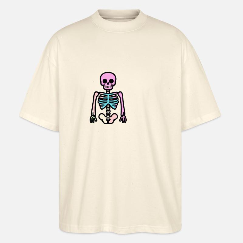 Skeleton Halloween Comic - Stanley/Stella Oversized Unisex Organic T-shirt Blaster 2.0 - soft Ecru