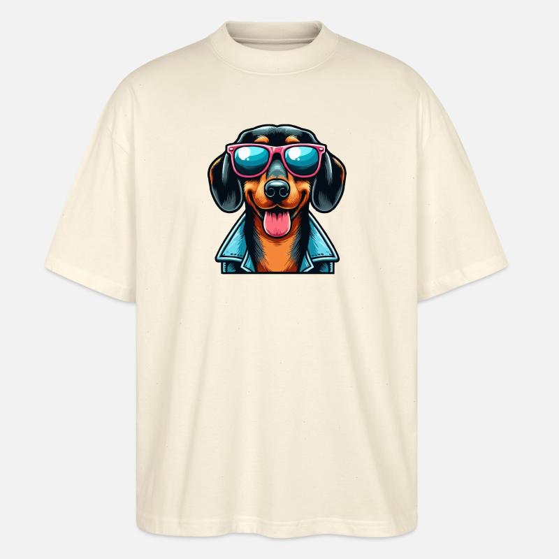 Retro Dachshund - Stanley/Stella Oversized Unisex Bio T-Shirt Blaster 2.0 - Natur