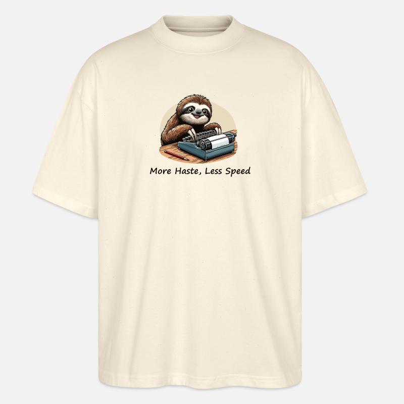 Faultier an der Schreibmaschine - Stanley/Stella Oversized Unisex Bio T-Shirt Blaster 2.0 - Natur