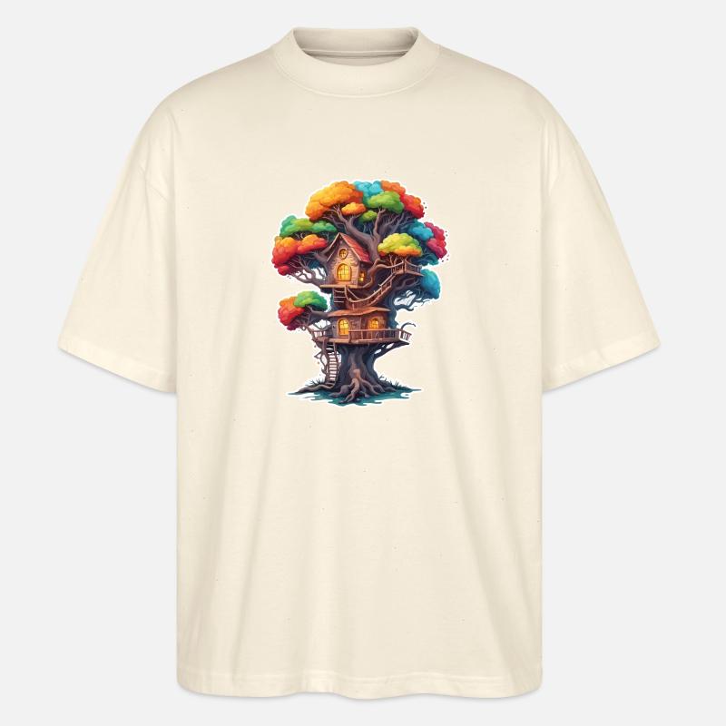 Baumhaus / Baumkrone / Baumhütte / Abenteuer - Stanley/Stella Oversized Unisex Bio T-Shirt Blaster 2.0 - Natur
