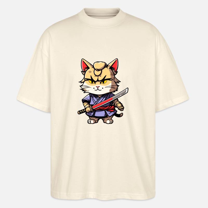 Samurai-Katze #31 - Stanley/Stella Oversized Unisex Bio T-Shirt Blaster 2.0 - Natur