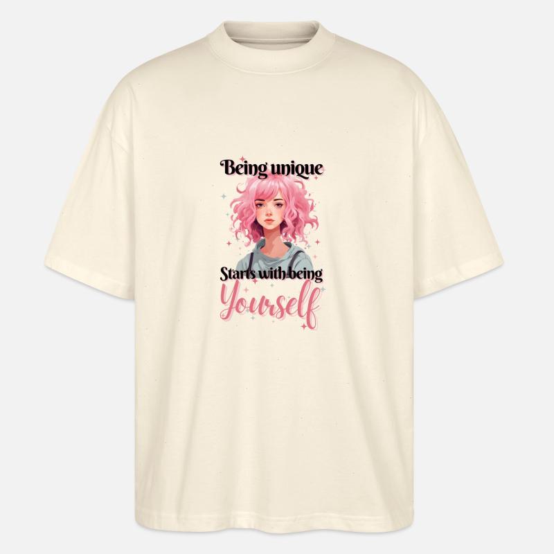Being unique Starts withbeing Yourself - Stanley/Stella Oversized Unisex Bio T-Shirt Blaster 2.0 - Natur