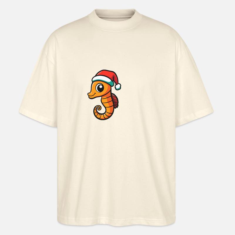 Hippocampe Noël Mignon - T-shirt bio Blaster 2.0 coupe oversize Stanley/Stella Unisexe - écru doux