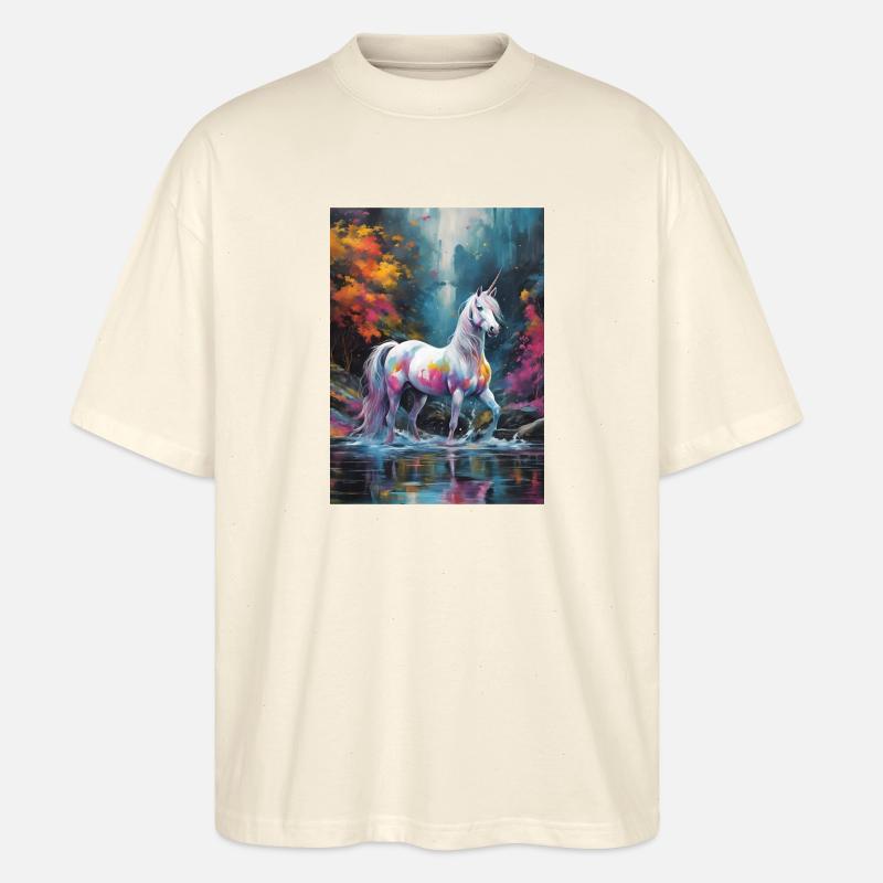 Ein Einhorn mit Farbtupfern - Stanley/Stella Oversized Unisex Bio T-Shirt Blaster 2.0 - Natur