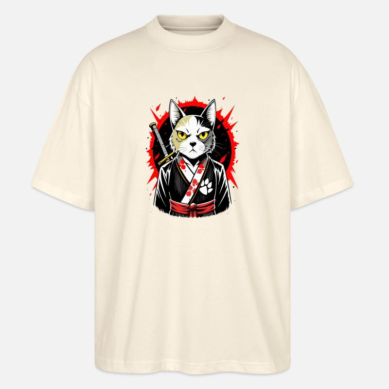 Samurai-Katze - Stanley/Stella Oversized Unisex Bio T-Shirt Blaster 2.0 - Natur