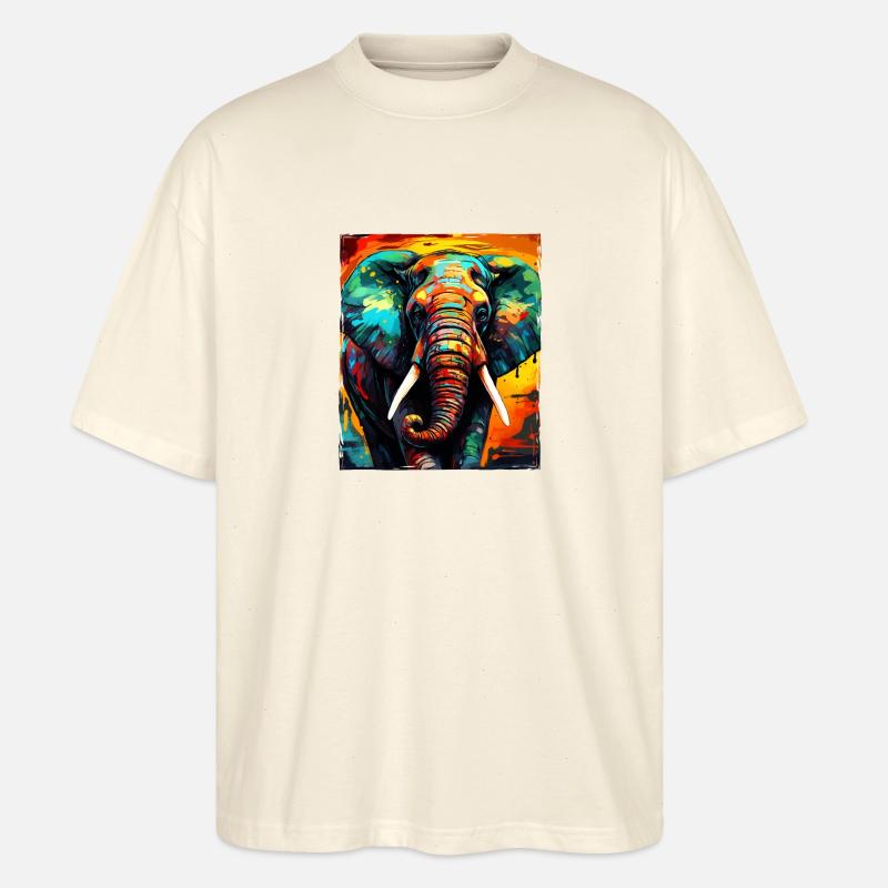 Portrait d’éléphant - T-shirt bio Blaster 2.0 coupe oversize Stanley/Stella Unisexe - écru doux