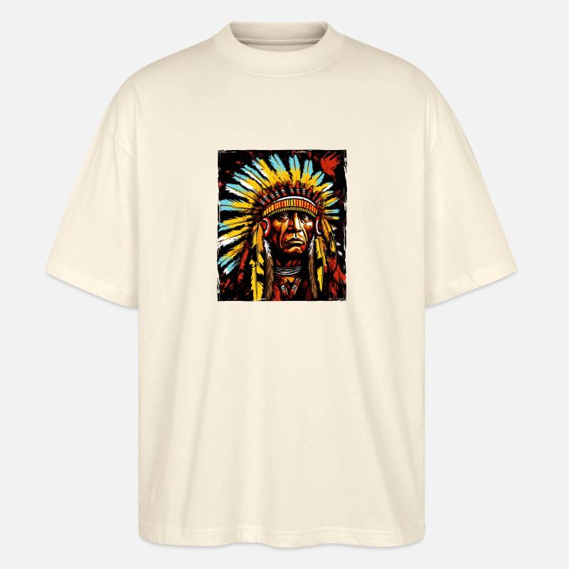 Apache Indianer Häuptling - Stanley/Stella Oversized Unisex Bio T-Shirt Blaster 2.0 - Natur