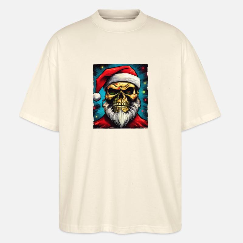 Weihnachtsmann Totenkopf - Stanley/Stella Oversized Unisex Bio T-Shirt Blaster 2.0 - Natur