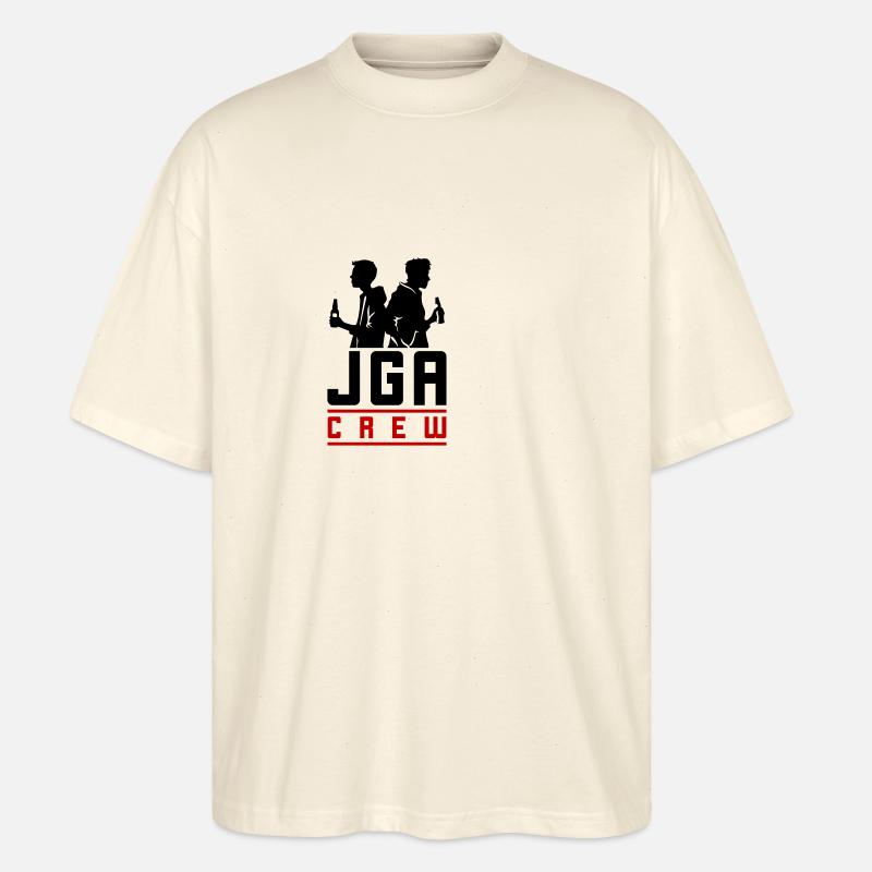 Jga Crew Junggesellenabschied Bräutigam - Stanley/Stella Oversized Unisex Bio T-Shirt Blaster 2.0 - Natur