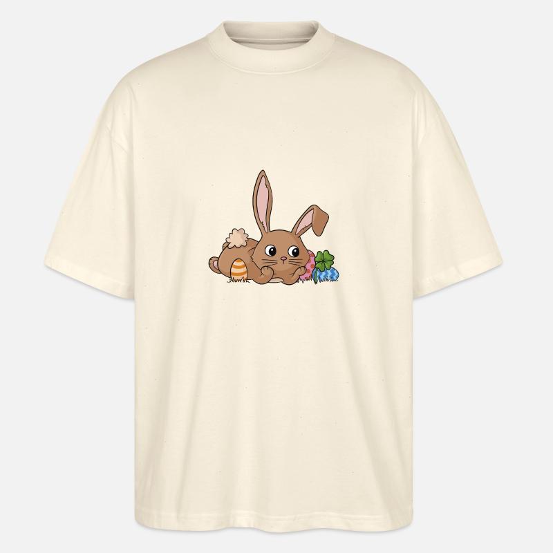 Dreaming cartoon easter bunny - Stanley/Stella Oversized Unisex Organic T-shirt Blaster 2.0 - soft Ecru