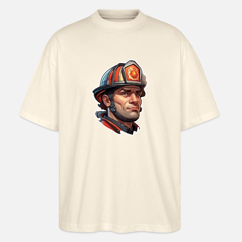 Firefighter / Fire / Fire / Extinguish / Hero - Stanley/Stella Oversized Unisex Organic T-shirt Blaster 2.0 - soft Ecru