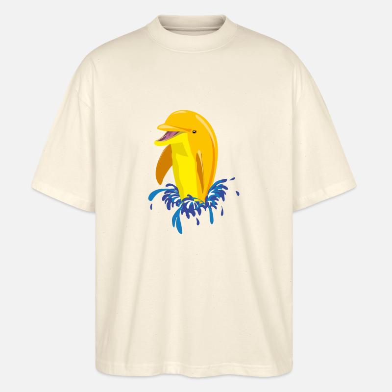 Éclaboussures de dauphin jaune - T-shirt bio Blaster 2.0 coupe oversize Stanley/Stella Unisexe - écru doux