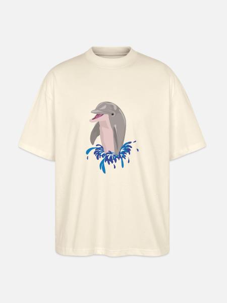 Dolphin sea beach splashes - Stanley/Stella Oversized Unisex Organic T-shirt Blaster 2.0 - soft Ecru
