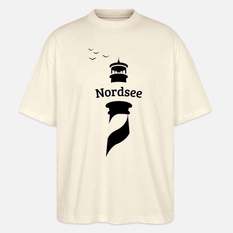Nordsee Leuchtturm - Möwen - Stanley/Stella Oversized Unisex Bio T-Shirt Blaster 2.0 - Natur