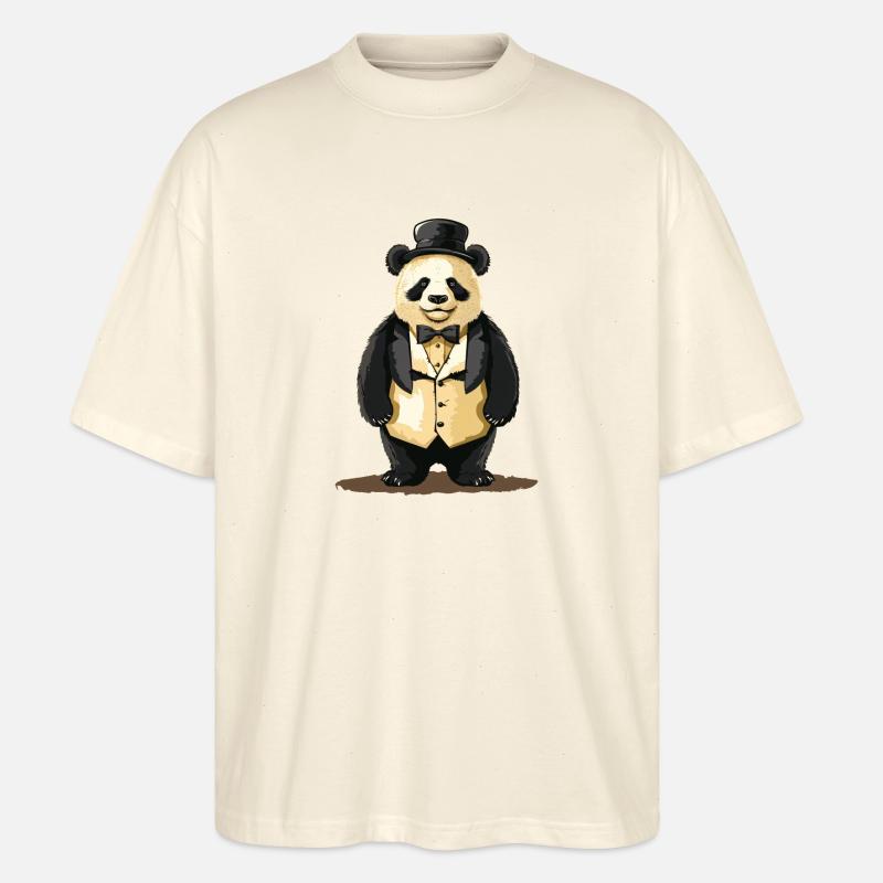 Niedlicher Panda im Frack - Stanley/Stella Oversized Unisex Bio T-Shirt Blaster 2.0 - Natur