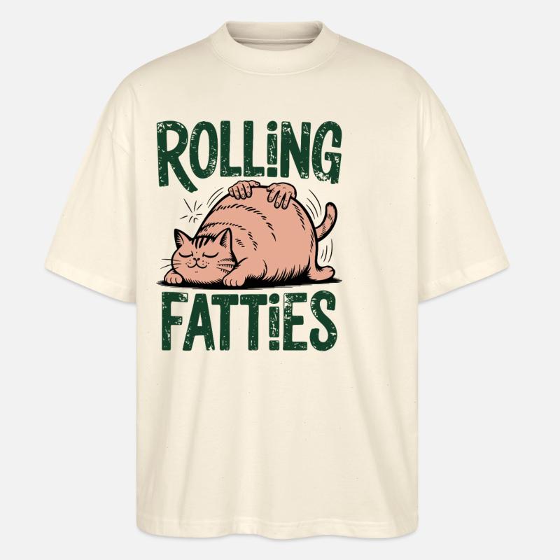 Rolling Fatties Katze Humor - Stanley/Stella Oversized Unisex Bio T-Shirt Blaster 2.0 - Natur
