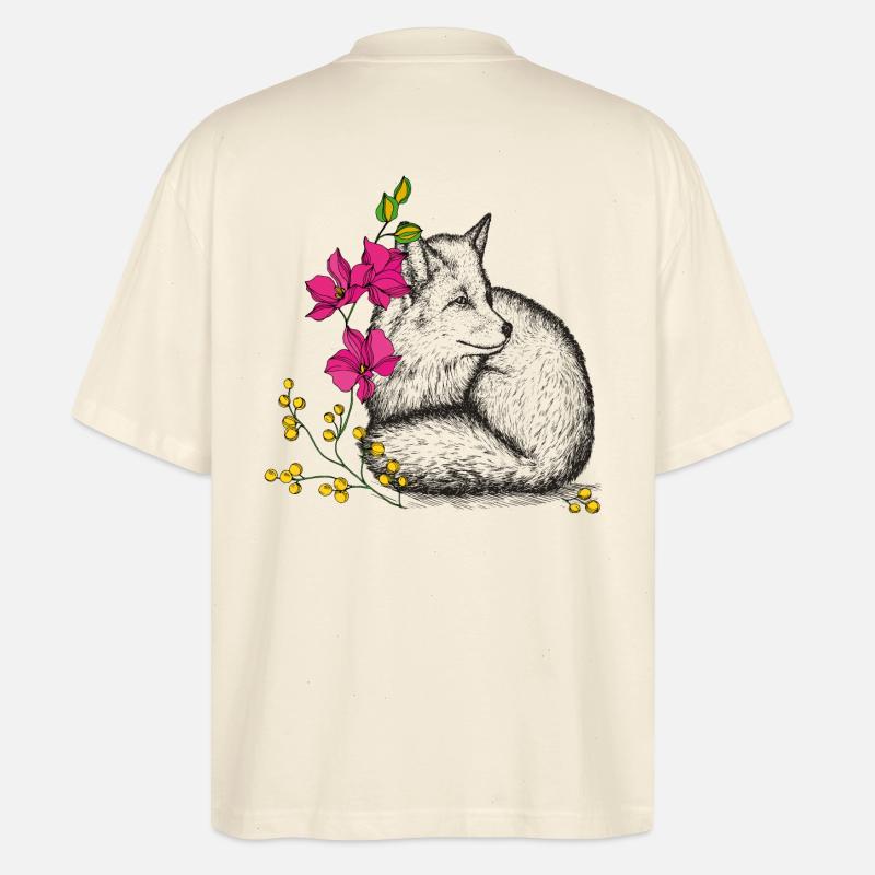 Fuchs mit Blumen - Stanley/Stella Oversized Unisex Bio T-Shirt Blaster 2.0 - Natur