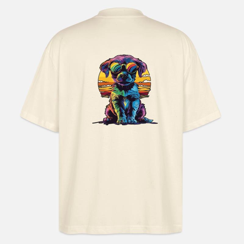 Mode citadine élégante : Chiot drôle - T-shirt bio Blaster 2.0 coupe oversize Stanley/Stella Unisexe - écru doux
