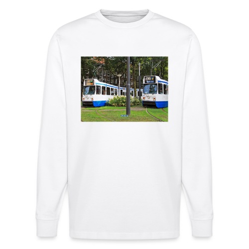Oude GVB Trams in Amsterdam op het Surinameplein - Stanley/Stella uniseks biologisch shirt met lang mouwen SHIFTS DRY