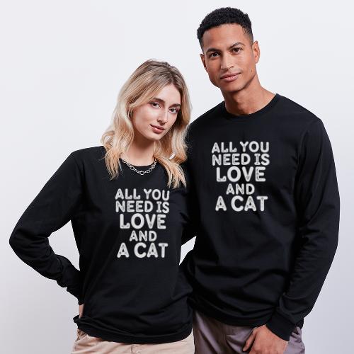 Todo lo que necesitas es amor y un gato - Camiseta de manga larga ecológica unisex Stanley/Stella SHIFTS DRY