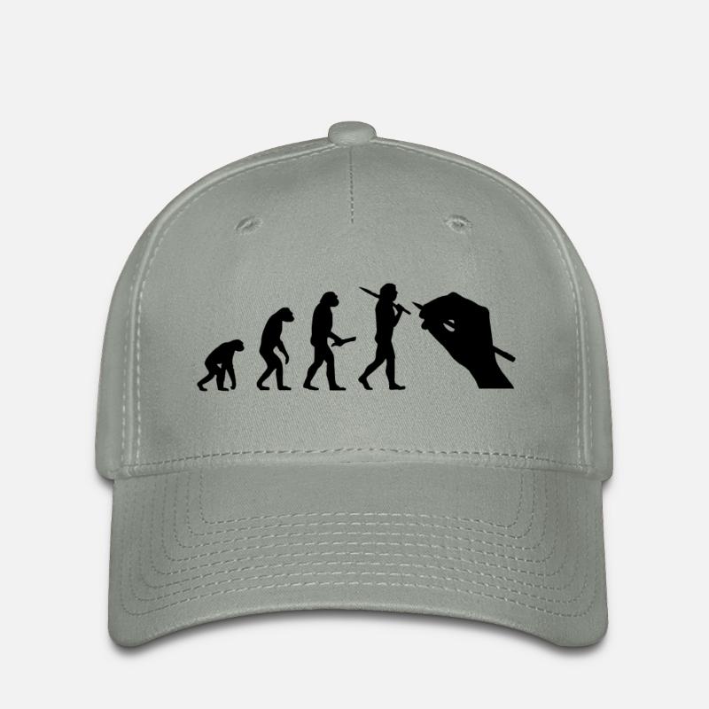 Evolution Entwicklung Fortschritt Mensch Künstler - Flexfit Cap - Grüngrau