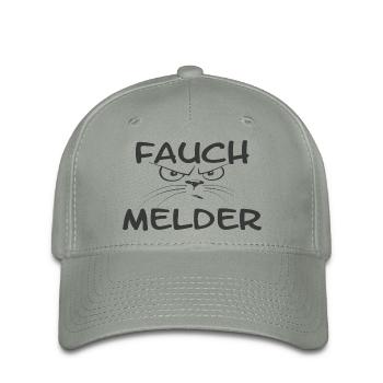 "Fauch Melder" Katze grau - Flexfit Cap - Grüngrau - Vorne