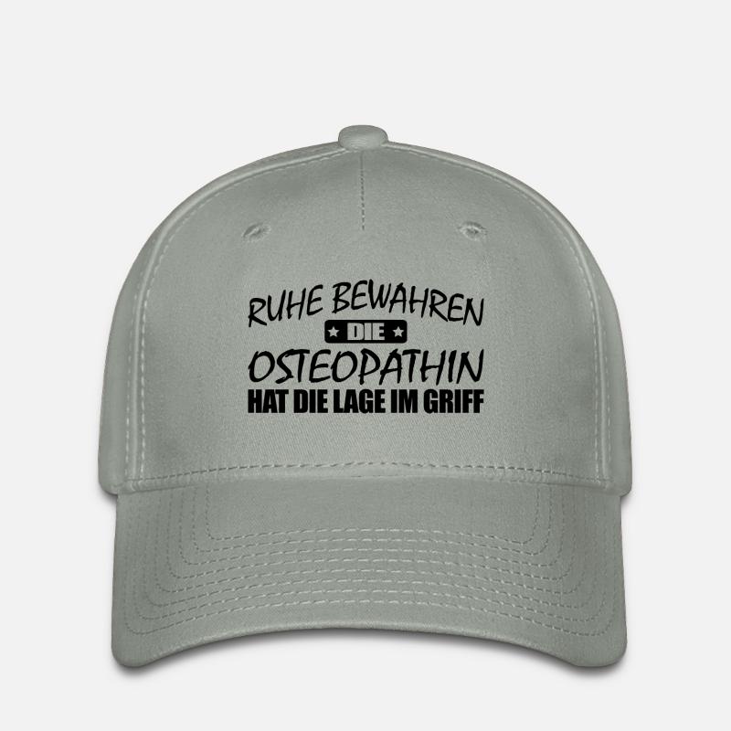 Osteopathin-Ruhe bewahren-entspann dich - Flexfit Cap - Grüngrau