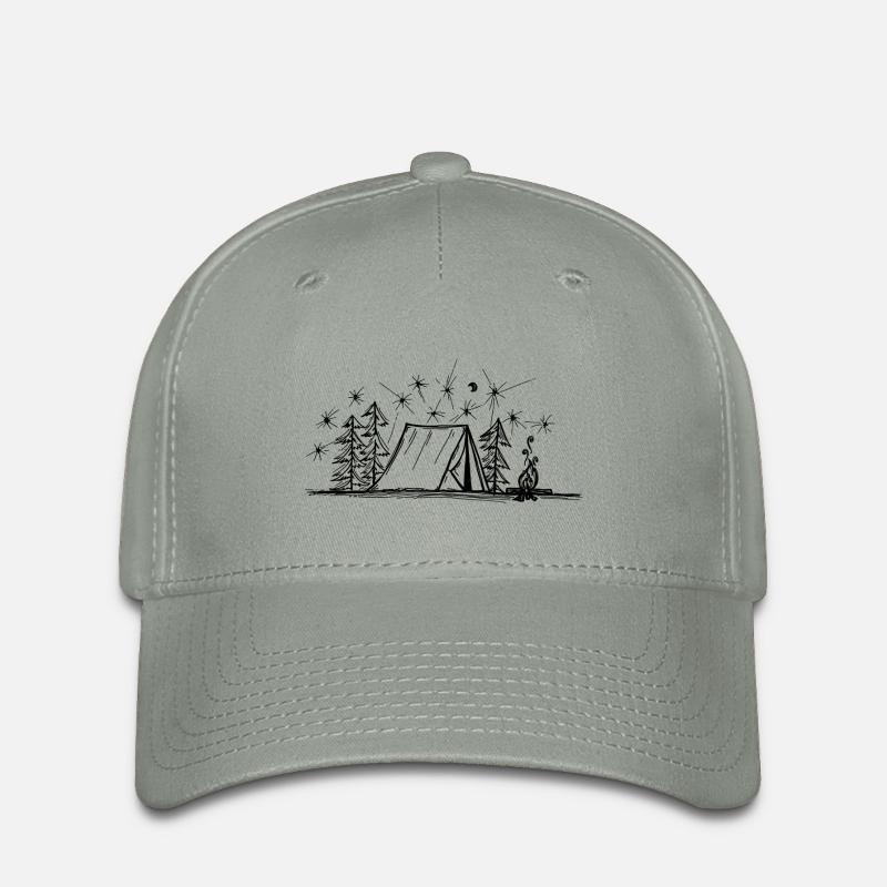 Camping en forêt - Casquette Flexfit - gris vert