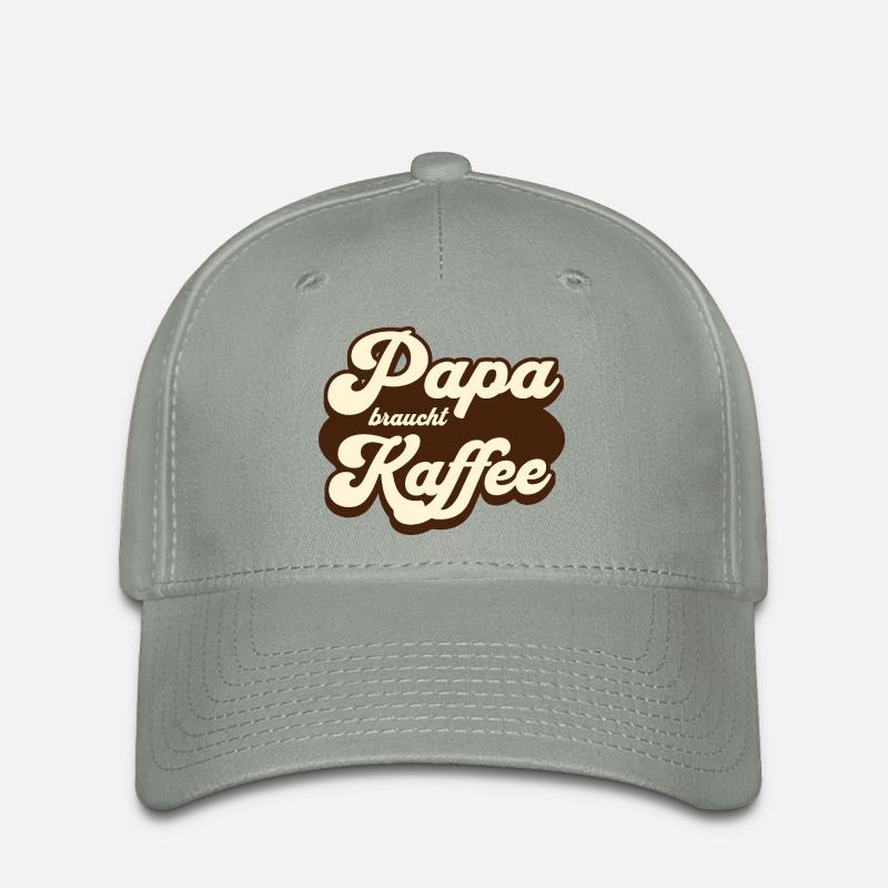 Cooles Papa braucht Kaffee Vati Kaffeejunkie - Flexfit Cap - Grüngrau