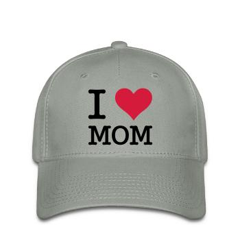 I love Mom - Flexfit Cap - Grüngrau - Vorne