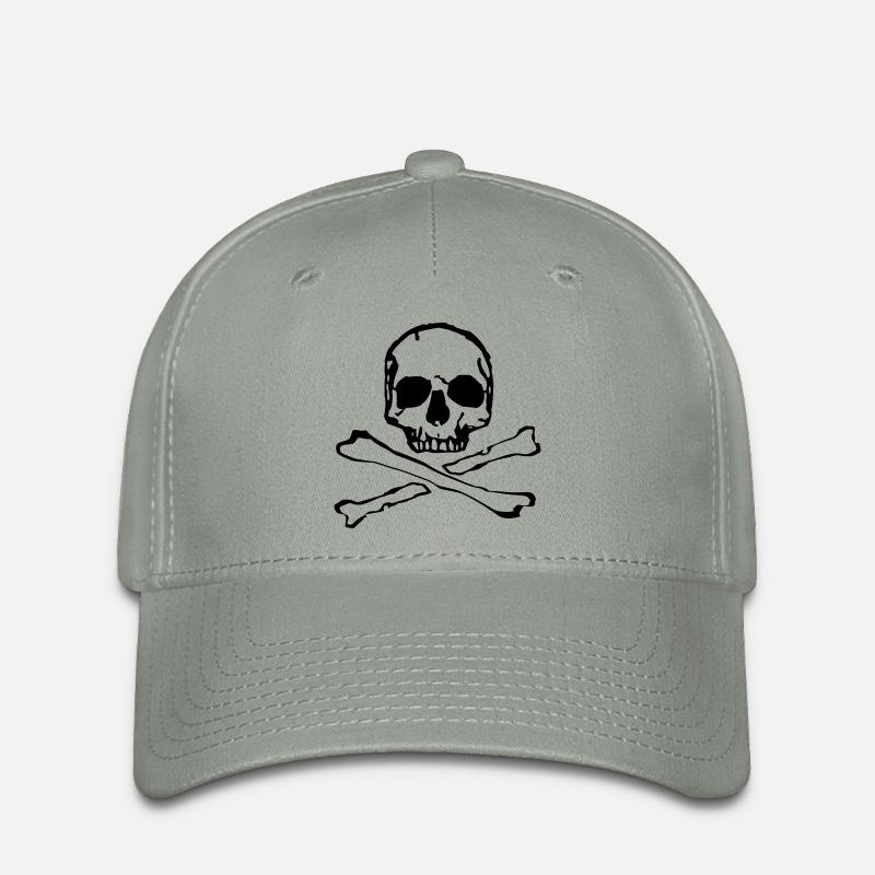 Skull Skull Bones Tattoo Style - Flexfit Cap - green-grey