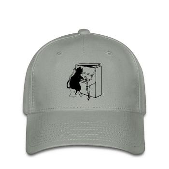 Katze Klavier Musik - Flexfit Cap - Grüngrau - Vorne