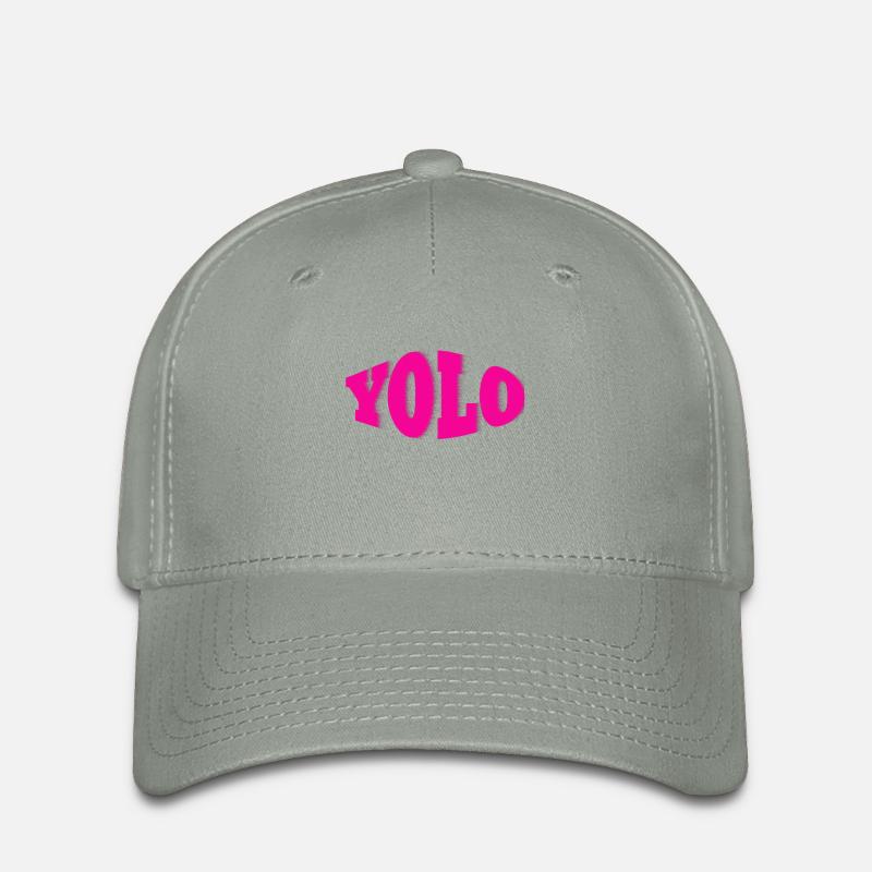 YOLO pink - Flexfit Cap - Grüngrau