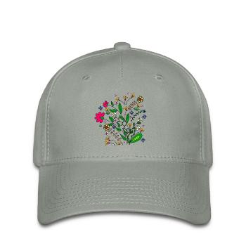Blumenwiese Blumenmuster Blumenranke Blüte floral - Flexfit Cap - Grüngrau - Vorne