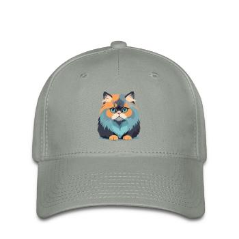 Art vectoriel de chat avec des couleurs vives Illustration - Casquette Flexfit - gris vert - Devant