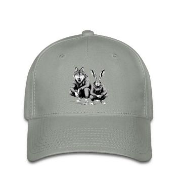 Slavic Squat Russian Squat Hare and Wolf Gift - Flexfit Cap - green-grey - Front