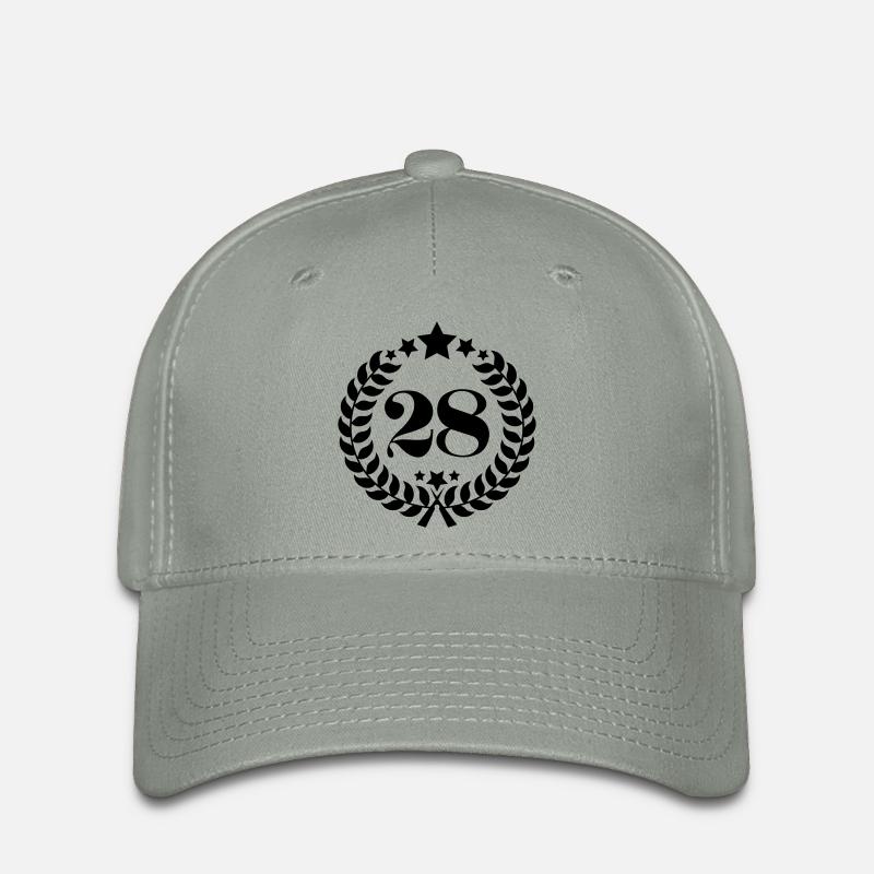 28ter numéro de bague d'anniversaire de 28 ans - Casquette Flexfit - gris vert