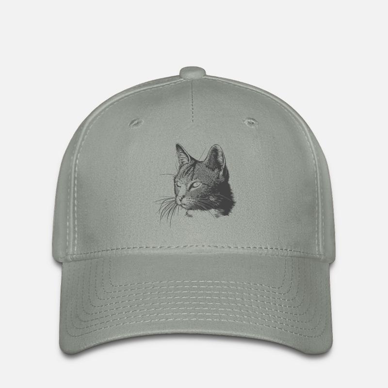 Katze - Flexfit Cap - Grüngrau