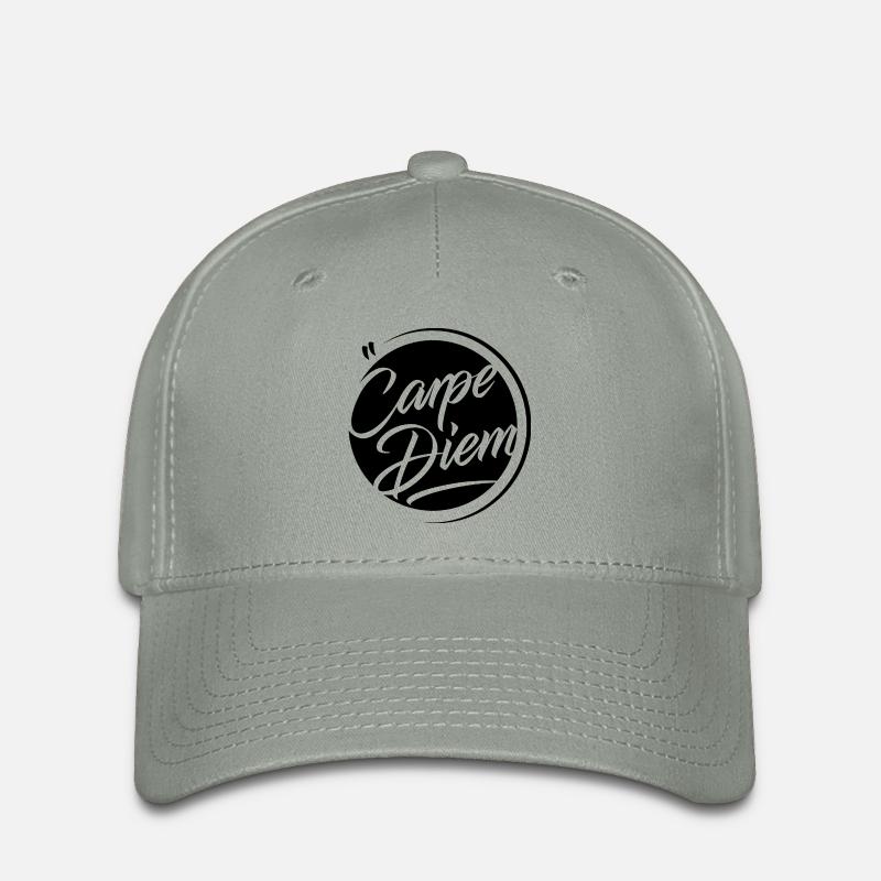 Vintage Carpe Diem badge - Black version. - Flexfit Cap - green-grey