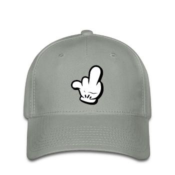 Mittelfinger Comic Style - Flexfit Cap - Grüngrau - Vorne