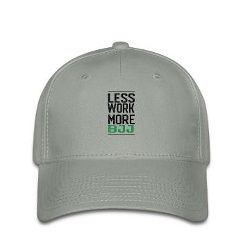 Witziges BJJ , MMA Shirt - less work, more BJJ - Flexfit Cap - Grüngrau - Vorne
