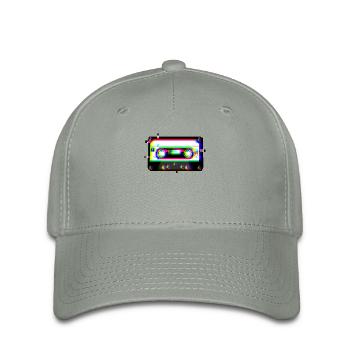 Cassette Tape Glitch 90s Retro Vaporwave Aesthetic - Flexfit Cap - Grüngrau - Vorne